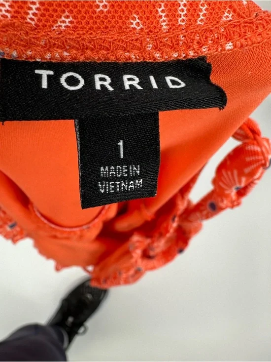 Torrid Mini Mesh Cami Shirred Bust Skater Dress Size 1 Sunny Days Nasturtium - Picture 10 of 14